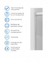 Mampara antical - negro frontal corredera 9002 1 fija y 1 puerta corredera de Hispabaño