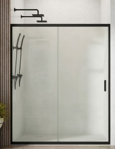 Mampara ducha antical - modelo 202 NEGRO 1 fija y 1 corredera Hispabaño