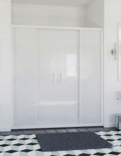 Mampara frontal blanca - 2 fijos y 2 correderas 204 de Hispabaño