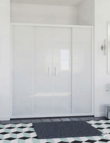 Mampara frontal blanca - 2 fijos y 2 correderas 204 de Hispabaño