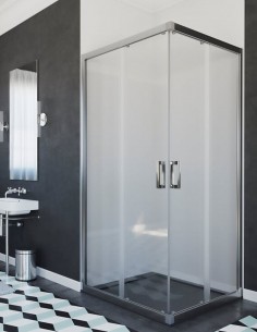 Mampara ducha perfil CROMO - modelo 205 2 fijos y 2 puertas corredera de Hispabaño