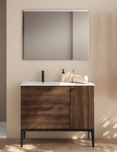 Conjunto baño Visobath Verso - 1 puerta + 2 cajones con patas lavabo Flat desplazado 2