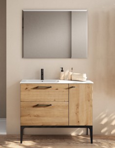 Conjunto baño Visobath Verso - 1 puerta + 2 cajones con patas lavabo Flat desplazado