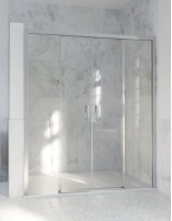 Mampara de aluminio cromo - frontal 2 fijas y 2 correderas modelo 504 Hispabaño