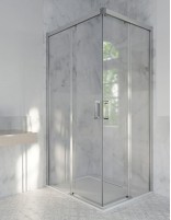 Mampara ducha CROMO - angular 2 fijos y 2 corredera 505 de Hispabaño