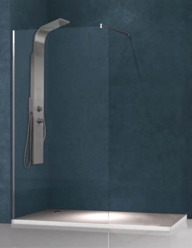 Mampara de ducha perfil cromo - 1 cristal fijo 701CR de Hispabaño