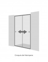 Mampara frontal cromo - 1 cristal fijo y 1 corredera de Hispabaño