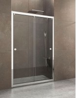 Mampara frontal cromo - 1 cristal fijo y 1 corredera de Hispabaño