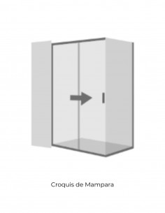 Mampara frontal 3 hojas correderas cromo - 1 fijo lateral de Hispabaño 2