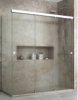 Mampara frontal 3 hojas correderas cromo - 1 fijo lateral de Hispabaño