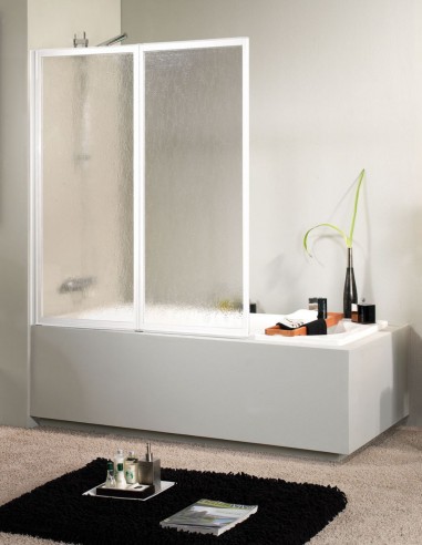 Mampara bañera blanca - 2 Hojas plegables de Hispabaño