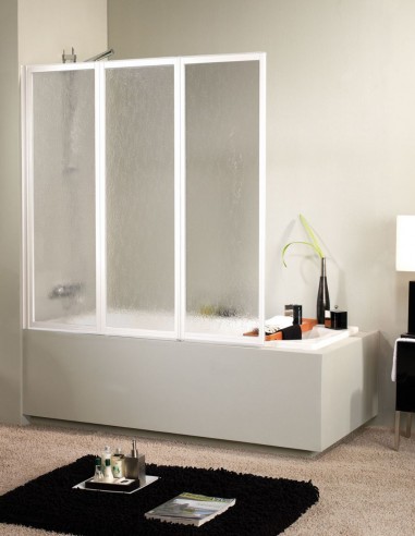 Mampara bañera blanca - 3 Hojas plegables de Hispabaño