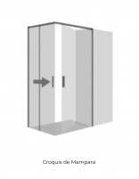 Mampara frontal negra - 2 plegables + 1 fijo de Hispabaño