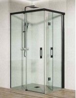 Mampara frontal negra - 2 plegables + 1 fijo de Hispabaño