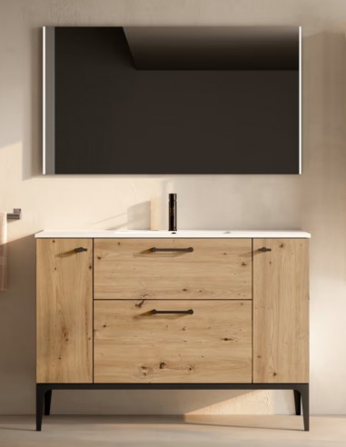 Conjunto baño Verso Visobath - 1 puerta + 2 cajones + 1 puerta con patas lavabo Flat