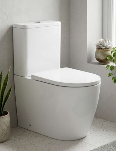 Inodoro redondo a suelo blanco brillo