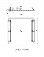 Rociador empotrado a techo cuadrado croquis