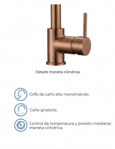 Grifo cocina extraíble monomando cobre - Round de GME 2