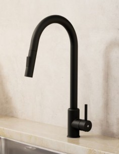 Grifo cocina extraíble monomando negro - Round de GME