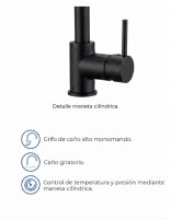 Grifo cocina extraíble monomando negro - Round de GME