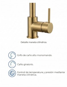 Grifo cocina extraíble monomando oro - Round de GME 2