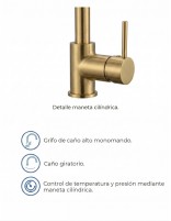 Grifo cocina extraíble monomando oro - Round de GME
