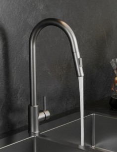 Grifo cocina extraíble monomando titanio - Round de GME