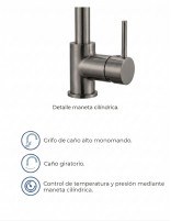 Grifo cocina extraíble monomando titanio - Round de GME