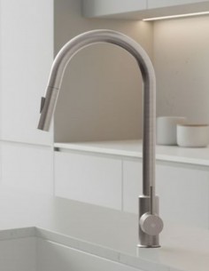 Grifo cocina extraíble monomando níquel - Round de GME