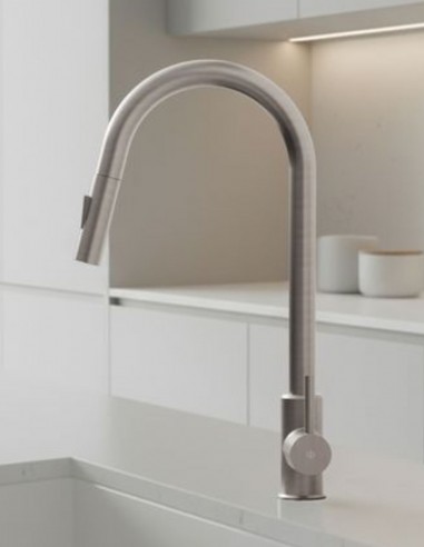 Grifo cocina extraíble monomando níquel - Round de GME