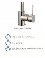 Grifo cocina extraíble monomando níquel - Round de GME