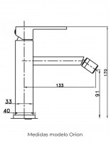 Grifo monomando cromo para bidé modelo Orion de GME medidas