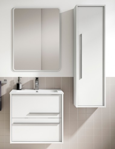 Conjunto de baño Visobath Aqua - 2 cajones tiradores aluminio lavabo Flat