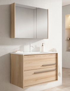 Conjunto Visobath Aqua - 2 cajones tiradores quarzo lavabo Flat 2