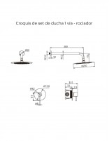 Set ducha 1 vía - cromo MONZA de IMEX croquis