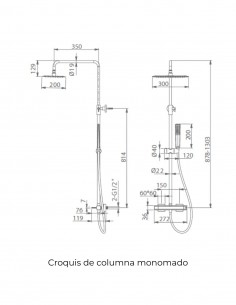 Conjunto barra de ducha monomando oro rosa - TOSCANA de IMEX 2
