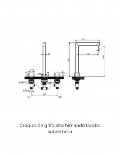 Grifo de lavabo alto sobre encimera níquel - TOSCANA de IMEX 2
