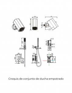 Conjunto ducha empotrado monomando - níquel TOSCANA de IMEX 2