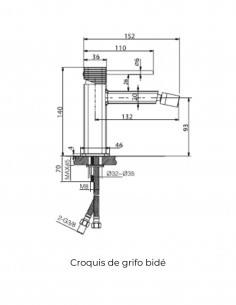 Grifo de bidé monomando - cromo FIRENZE de IMEX 2