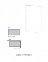 Mampara ducha fija dorada sin brazo croquis