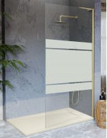 Mampara ducha fija dorada sin brazo decorado clio