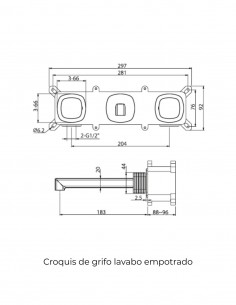 Grifo de lavabo empotrado bimando - oro rosa cepillado FIRENZE de IMEX 2