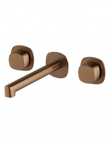 Grifo de lavabo empotrado bimando - oro rosa cepillado FIRENZE de IMEX