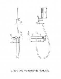 Monomando kit ducha - oro cepillado FIRENZE de IMEX 2