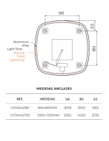 Espejo con bordes redondeados croquis trasera