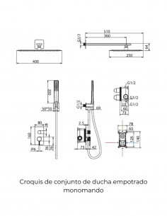 Conjunto de ducha empotrado monomando - níquel cepillado FIRENZE de IMEX 2