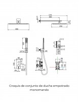 Conjunto de ducha empotrado monomando - oro rosa cepillado FIRENZE de IMEX