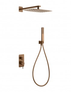 Conjunto de ducha empotrado monomando - oro rosa cepillado FIRENZE de IMEX