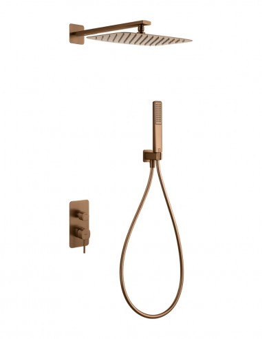 Conjunto de ducha empotrado monomando - oro rosa cepillado FIRENZE de IMEX
