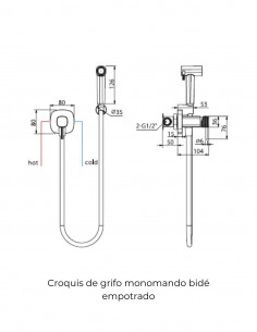 Grifo de bidé empotrado monomando - oro rosa cepillado FIRENZE de IMEX 2